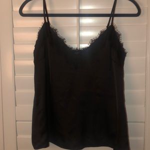 Black lace trim satin cami